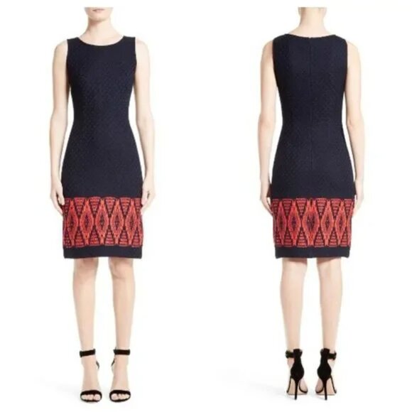 NWT - St. John Navy African Red Baruti Sleeveless Knit, Size 8 ($895) - Picture 4 of 7